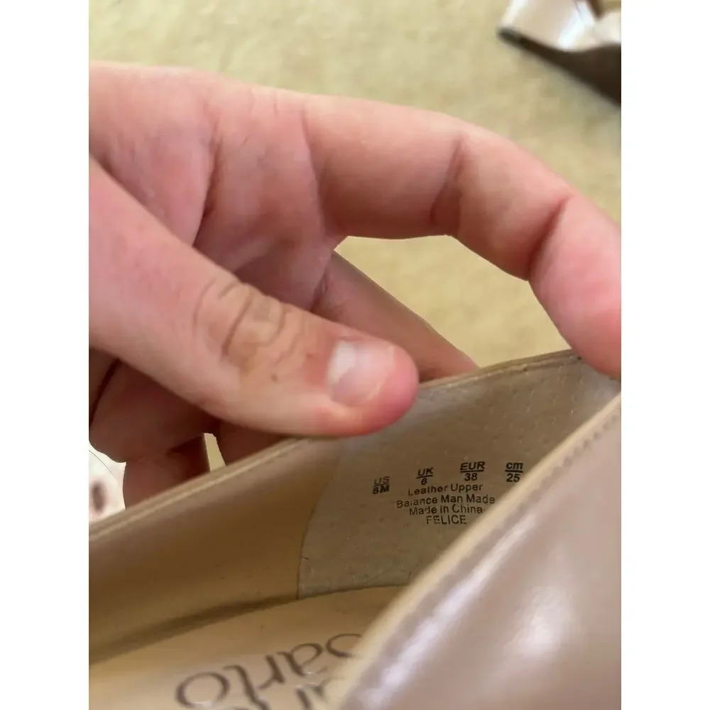 Franco Sarto Felice Nude Leather Pointed-Toe D'Orsay